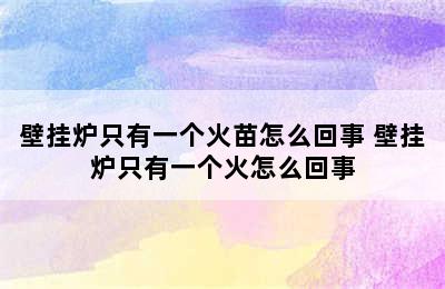 壁挂炉只有一个火苗怎么回事 壁挂炉只有一个火怎么回事